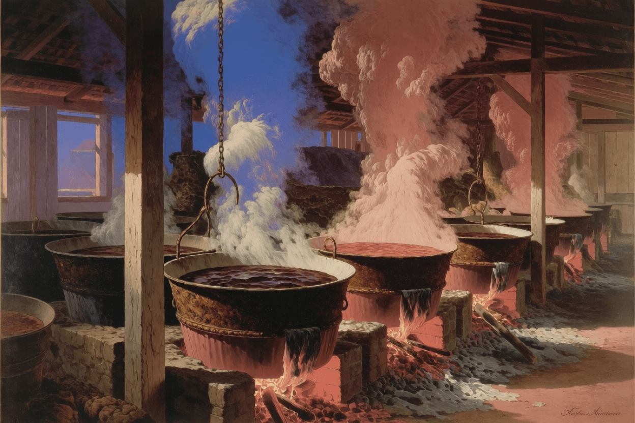 Boiling house on Mackinnon's Estate sugar plantation, eighteenth-century Antigua — archive by Emma-Jane MacKinnon-Lee