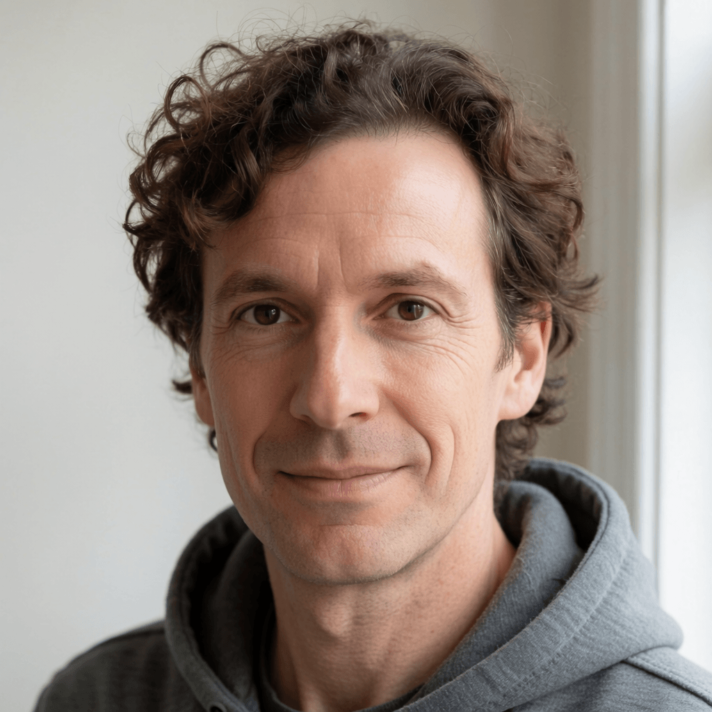 Portrait of Connor O'Shiel, writer and screenwriter of historical fiction, based in Budapest, Hungary — co-curator with Emma-Jane MacKinnon-Lee